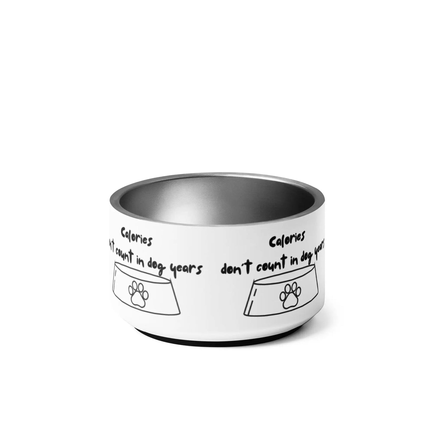 Appetite Apparel Calories Don’t Count pet bowl with black and white design, ideal for cats and dogs.