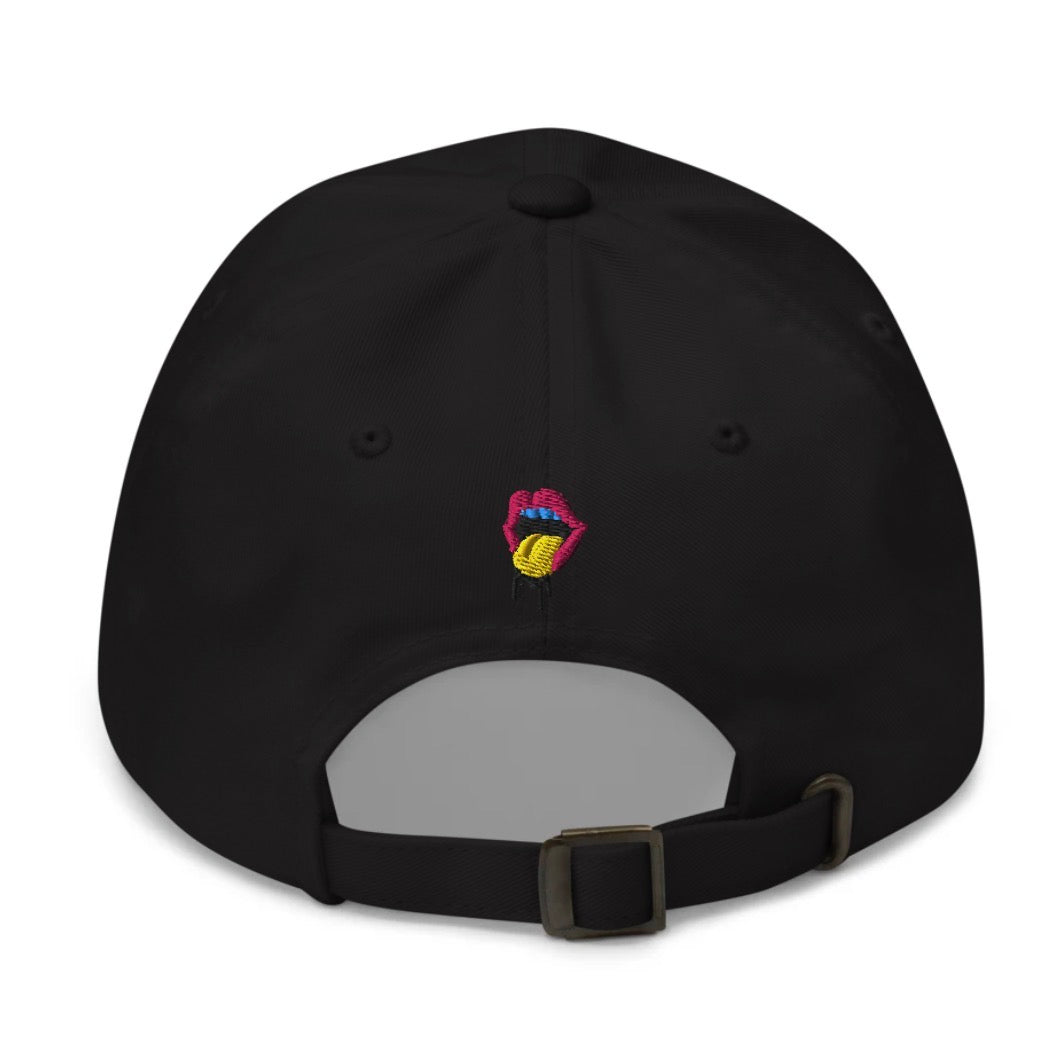 Nike parody "Just Eat It" dad hat by Appetite Apparel, featuring a casual baseball cap with humorous logo design.