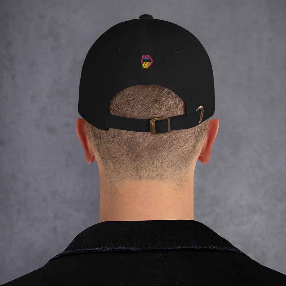 Dark grey Use Your Noodle Dad Hat by Appetite Apparel featuring a playful noggin or knob design.