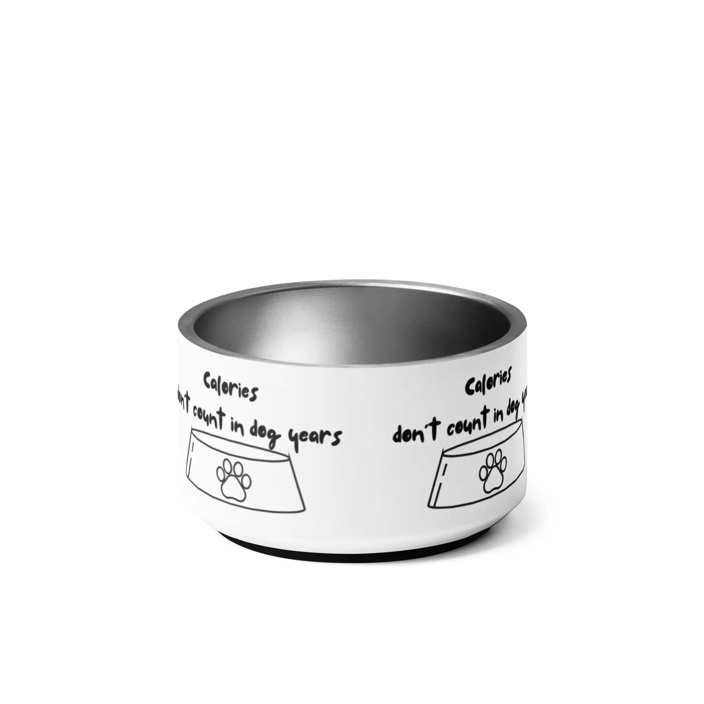 Calories Don’t Count Pet Bowl by Appetite Apparel, ceramic bowl with fun printed design for cats and dogs.