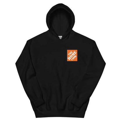 Indigo blue hoodie from Appetite Apparel featuring "The Home Cook" parody logo, casual hoodie style with front pocket and drawstrings.