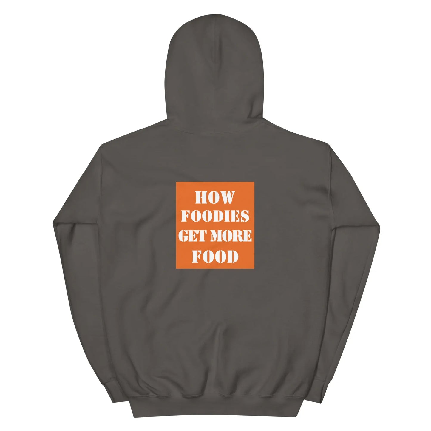 Indigo blue hoodie from Appetite Apparel featuring a parody logo of The Home Depot, styled as The Home Cook Hoodie.