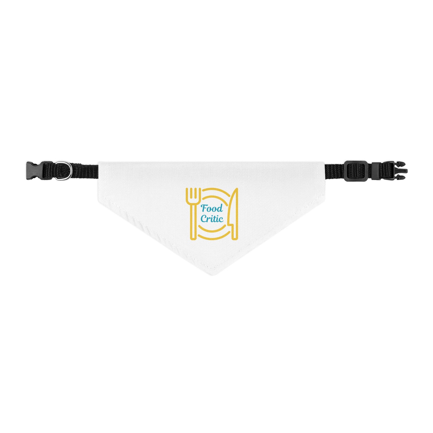 Food Critic Pet Bandana Collar by Appetite Apparel, stylish fabric collar with food-themed design for cats or dogs.