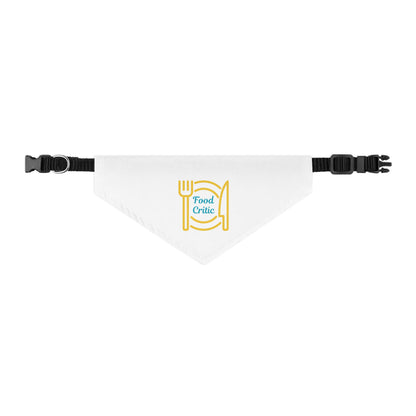 Food Critic Pet Bandana Collar by Appetite Apparel, stylish fabric collar with food-themed design for cats or dogs.