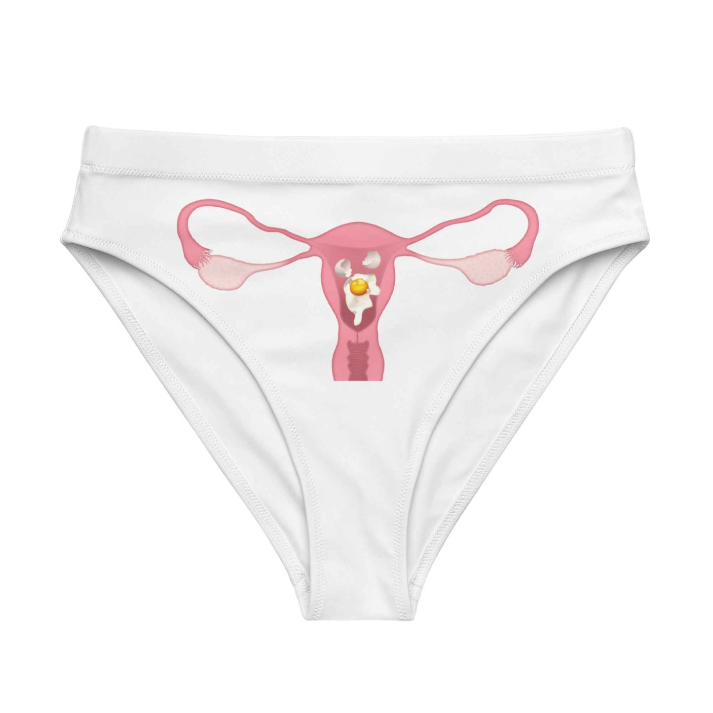 Cracked Egg swim bikini bottoms by Appetite Apparel in XS, featuring a stylish cracked egg pattern on sleek swimwear fabric.