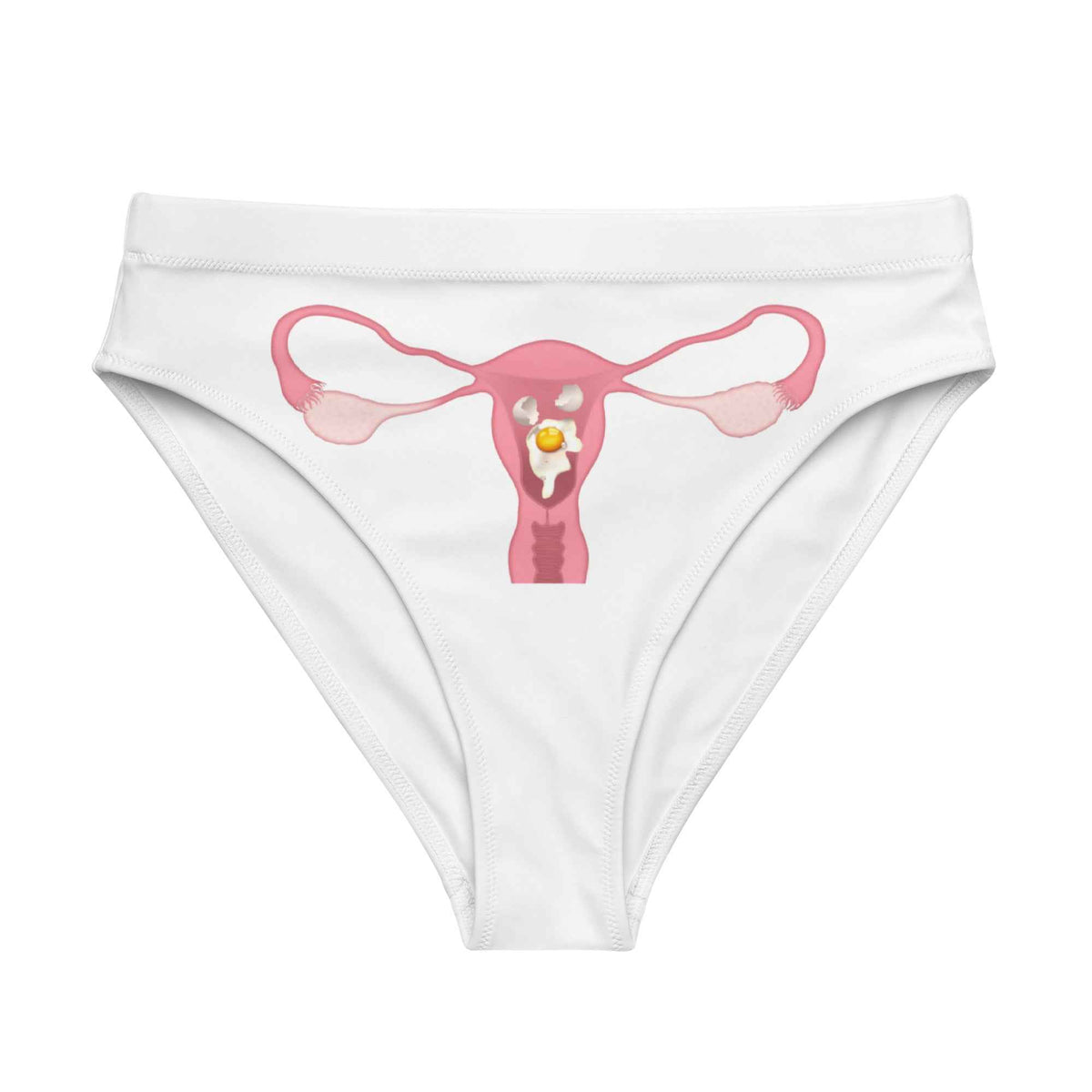 Cracked Egg swim bikini bottoms by Appetite Apparel in XS, featuring a stylish cracked egg pattern on sleek swimwear fabric.
