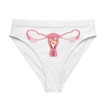 Cracked Egg swim bikini bottoms by Appetite Apparel in XS, featuring a stylish cracked egg pattern on sleek swimwear fabric.