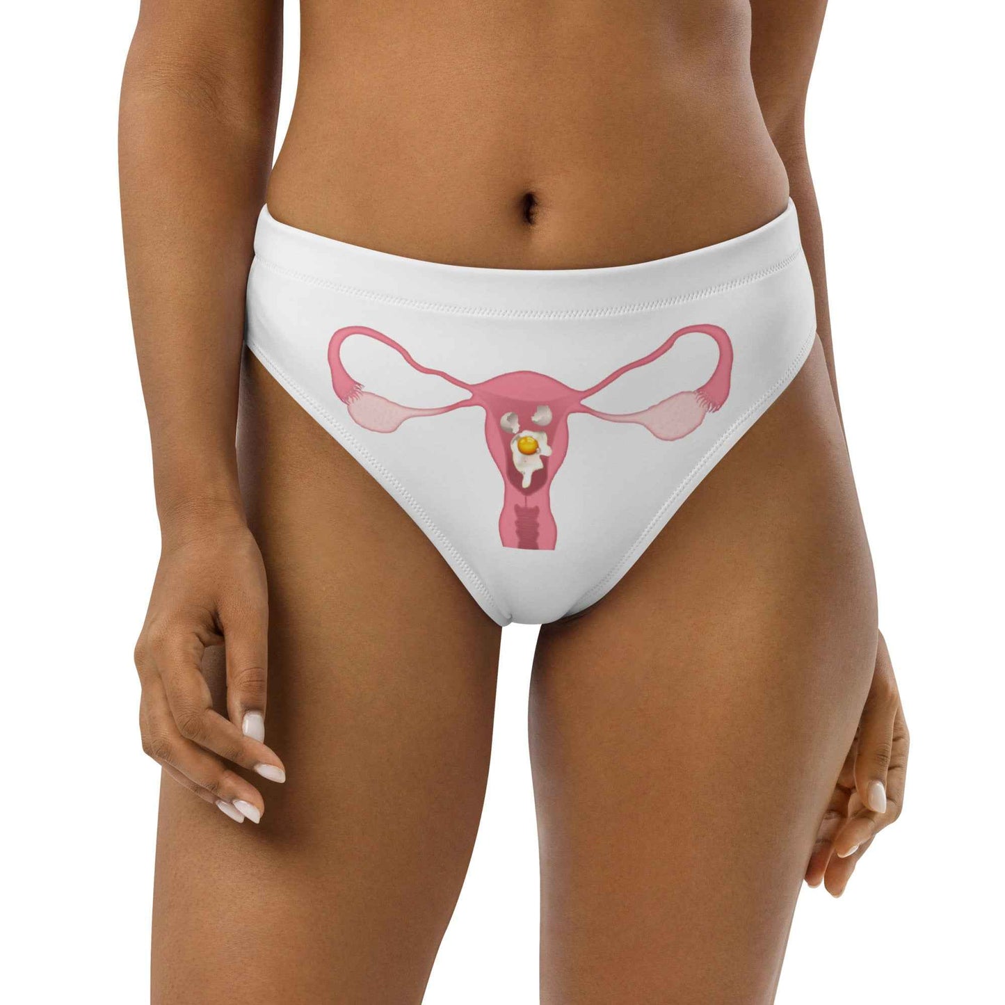 Cracked Egg swim bikini bottoms by Appetite Apparel, XS size, featuring a stylish cracked egg pattern for beach or pool wear.