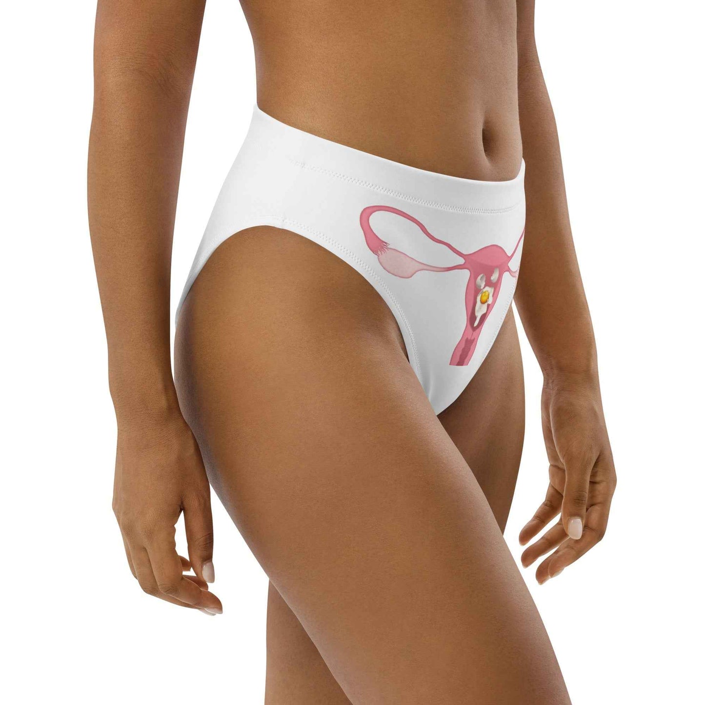 Cracked Egg swim bikini bottoms by Appetite Apparel in XS size with a stylish cracked egg pattern on lightweight swimwear.