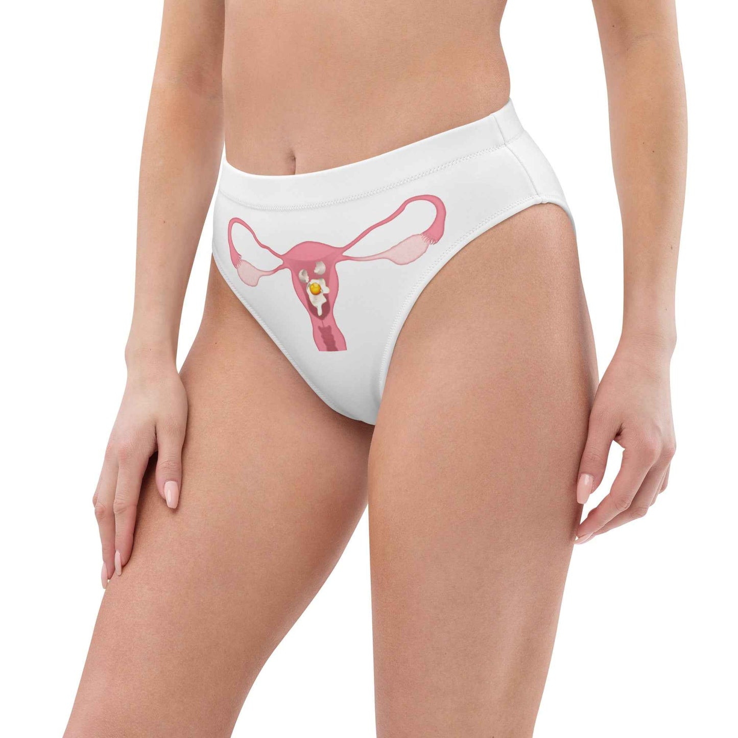 Cracked Egg swim bikini bottoms by Appetite Apparel, XS size, featuring a stylish cracked egg print, perfect for beachwear.