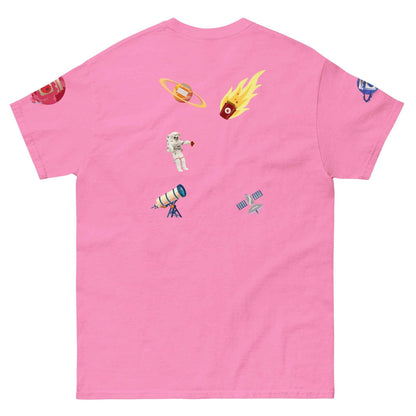 Pink Space Jam T-shirt by Appetite Apparel featuring space-themed graphics and the classic cartoon characters.