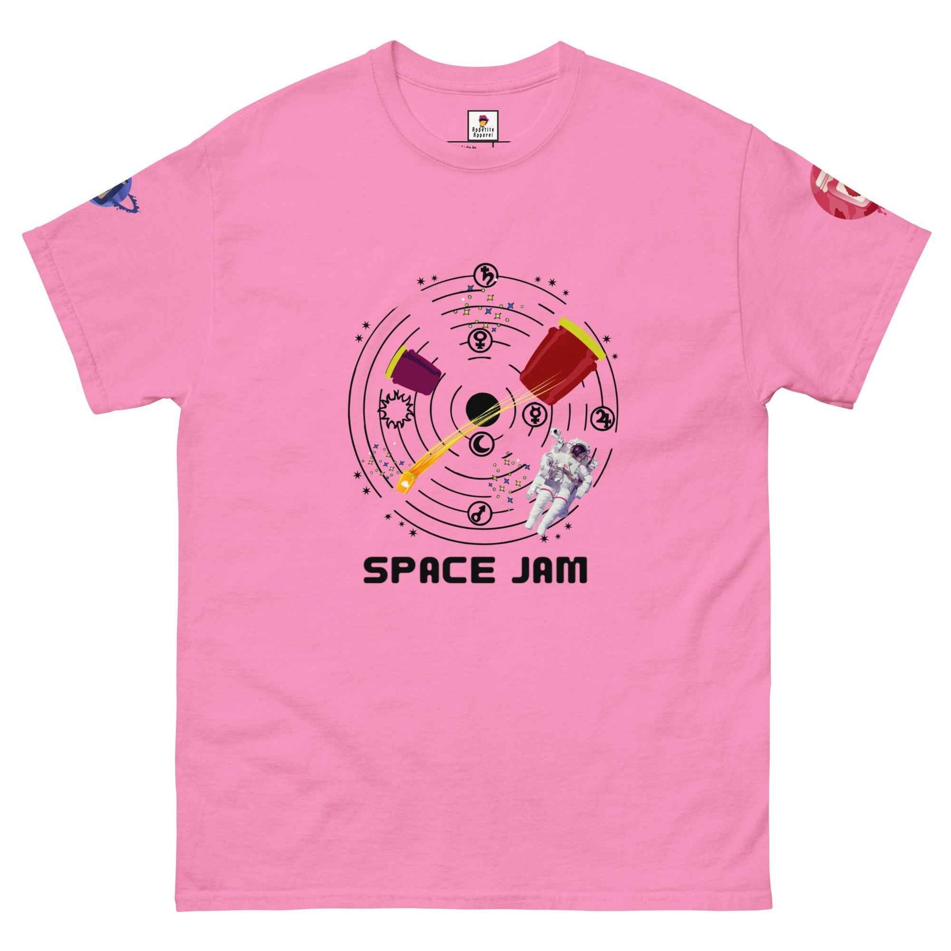 Azalea Space Jam T-shirt by Appetite Apparel featuring vibrant space and Jam-themed graphic design.