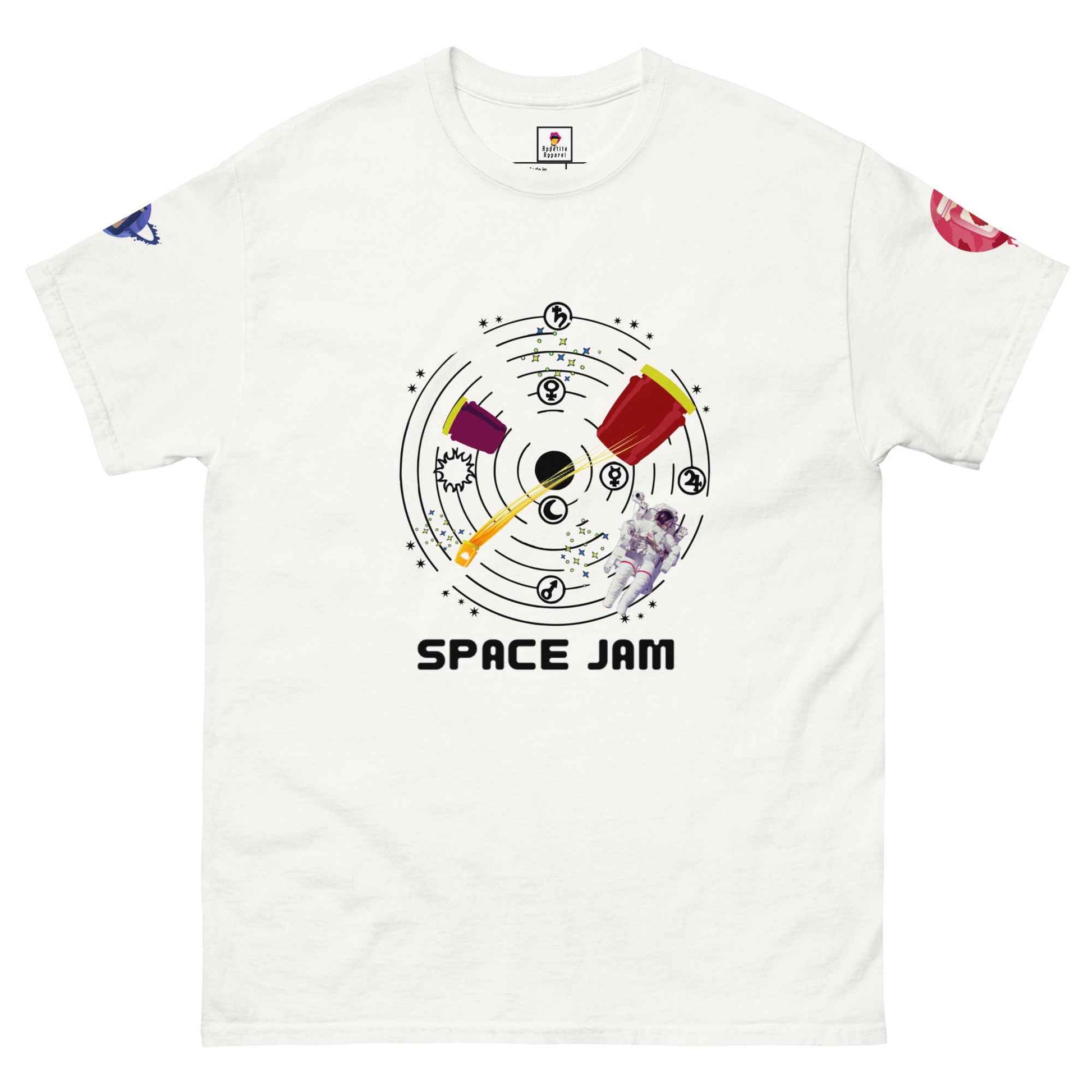 Space Jam T-Shirt by Appetite Apparel featuring a vibrant design, casual fit, perfect for fans of the Space and Jam combo.