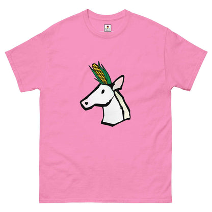Black UniCorn T-Shirt by Appetite Apparel featuring a playful unicorn and corn graphic on the front.