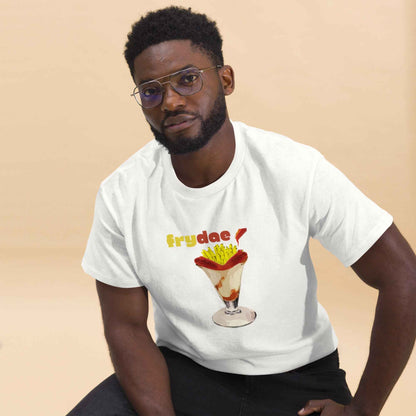 Brown Frydae T-Shirt by Appetite Apparel featuring Fryay and Sundae combo design, casual unisex graphic tee.
