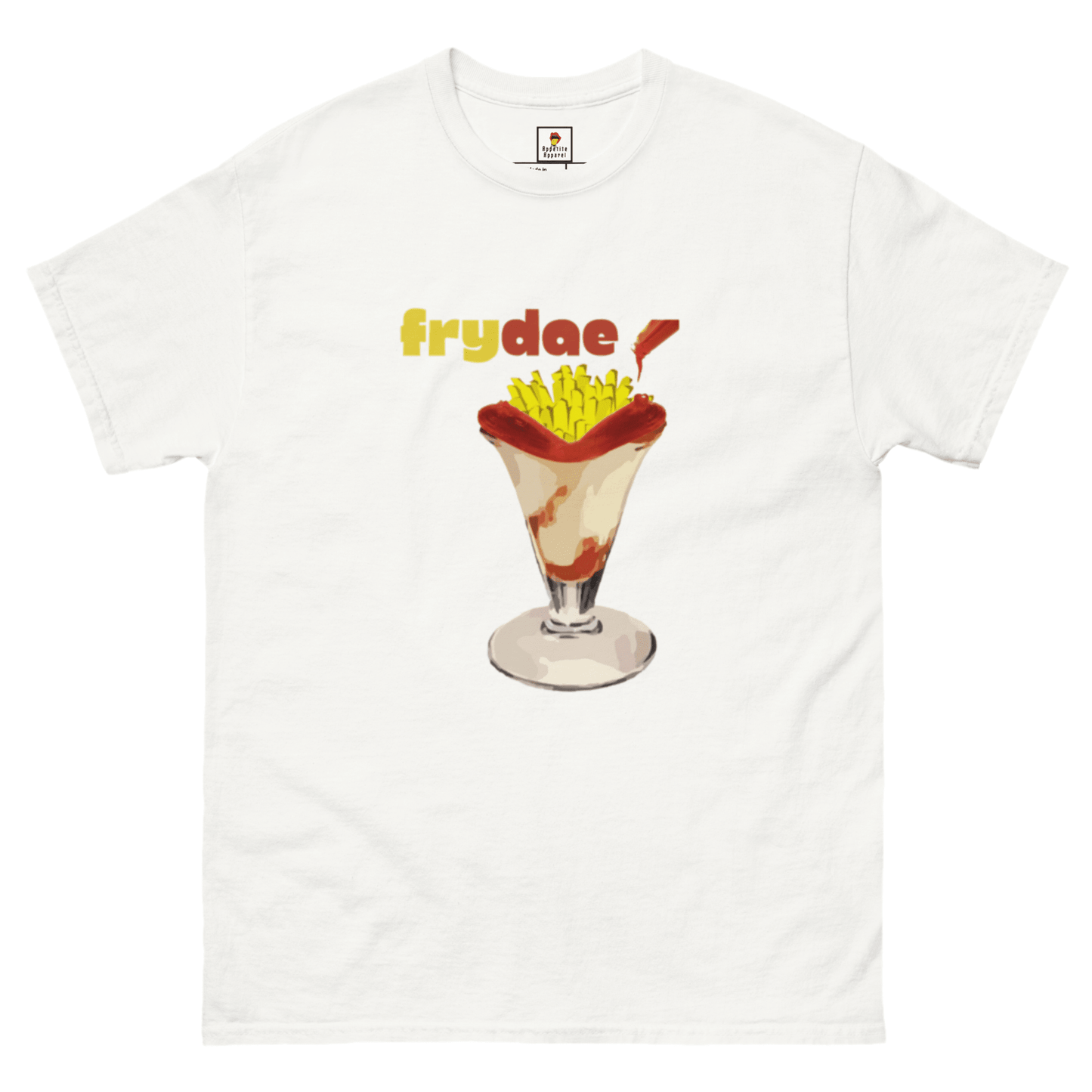 Brown Frydae T-Shirt from Appetite Apparel featuring Fryay and Sundae combo design, casual graphic tee for everyday wear.