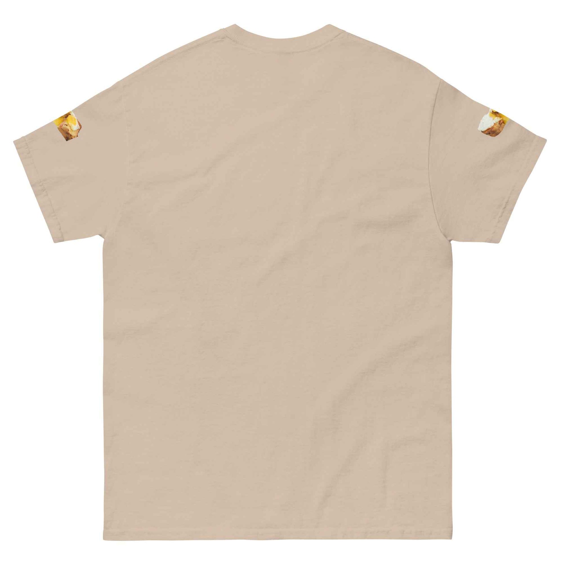 Charcoal Appetite Apparel T-Shirt featuring a playful French Brunch Croque Madame breasts graphic design.