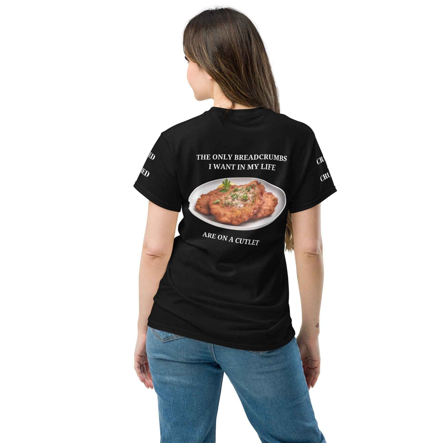 Maroon Breadcrumb Cutlet Club T-Shirt by Appetite Apparel, casual crewneck design with graphic print, front view.