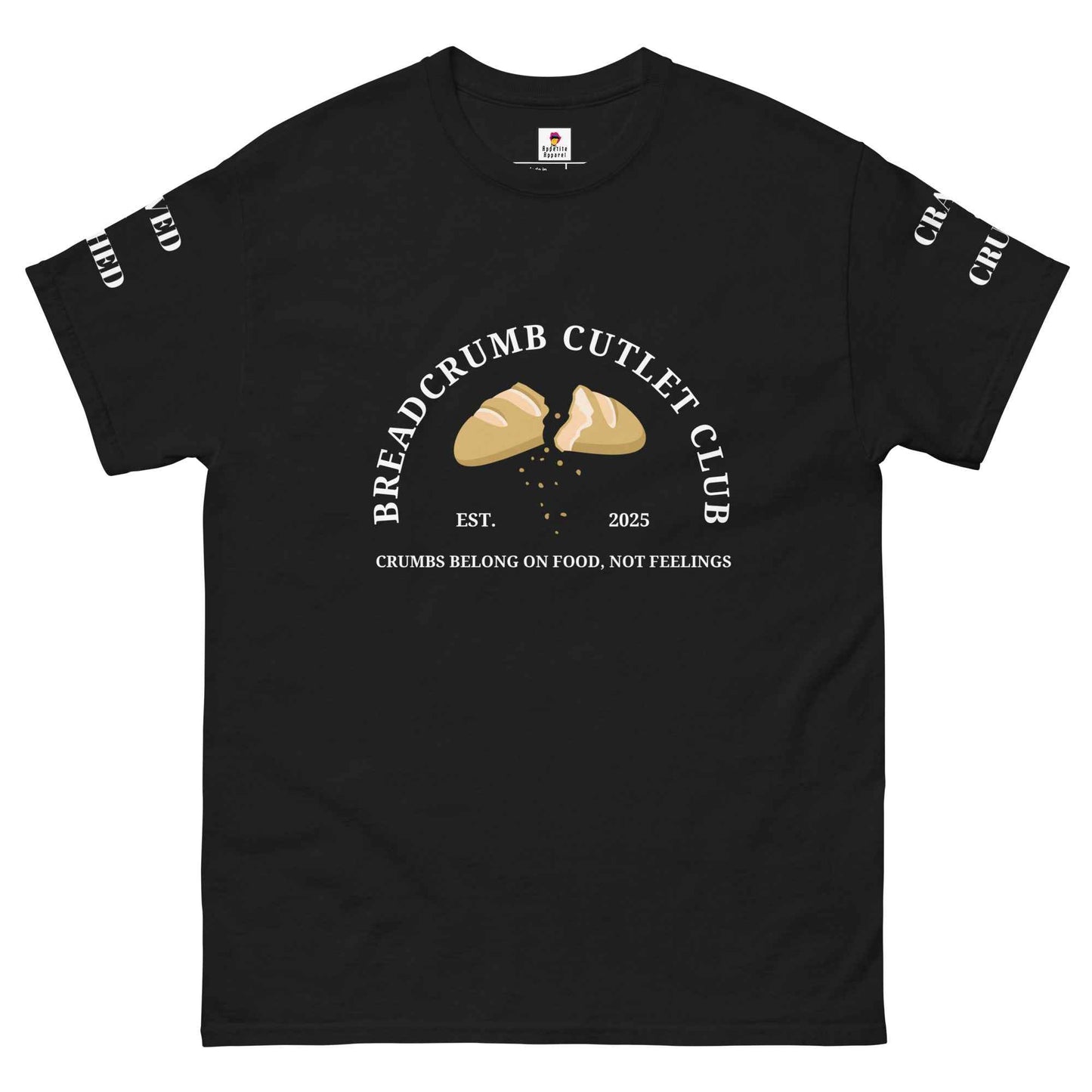 Maroon Breadcrumb Cutlet Club T-Shirt by Appetite Apparel, casual short-sleeve shirt with a graphic design on the front.