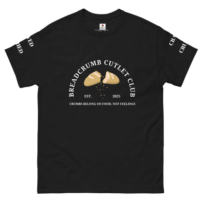 Maroon Breadcrumb Cutlet Club T-Shirt by Appetite Apparel, casual short-sleeve shirt with a graphic design on the front.