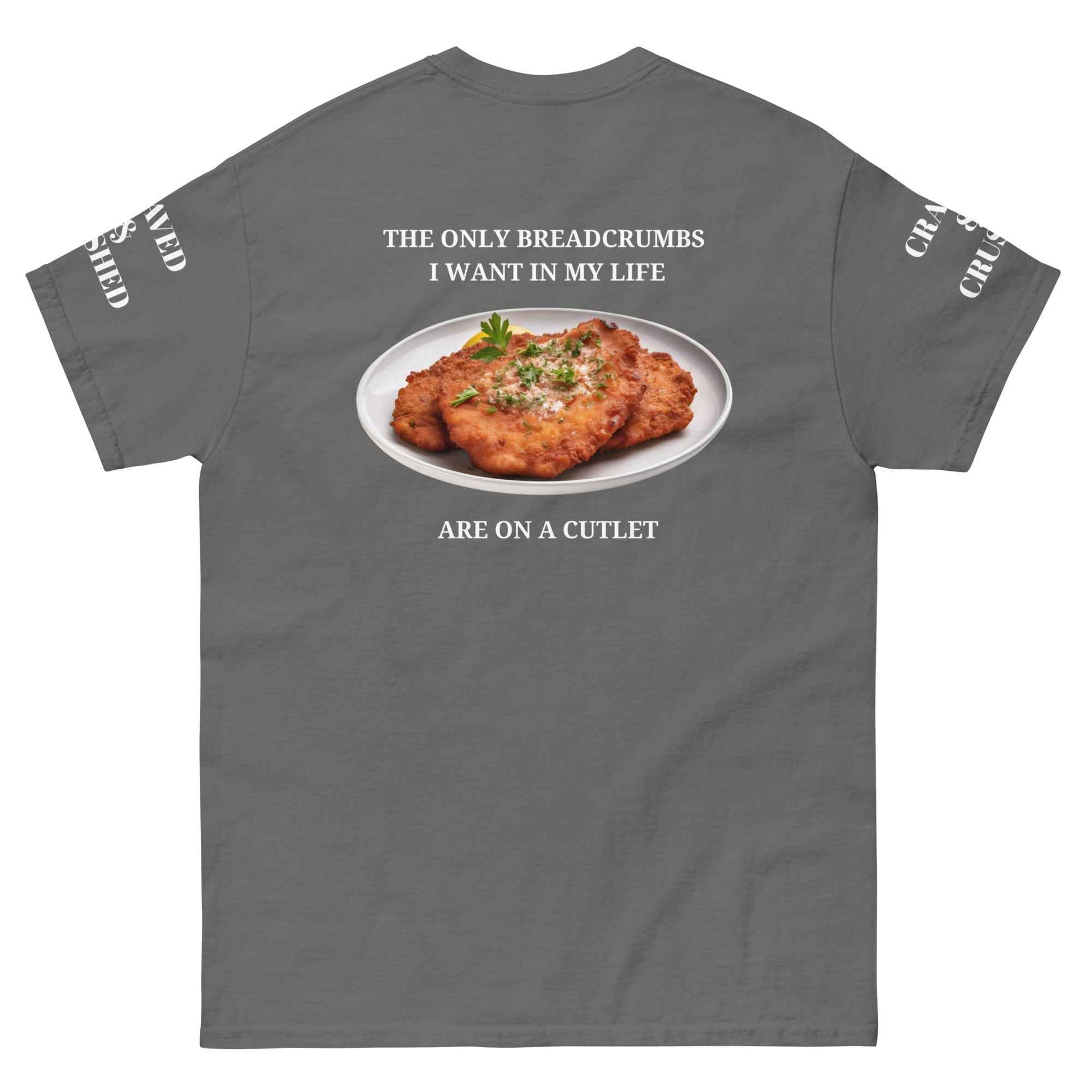 Maroon Breadcrumb Cutlet Club T-Shirt by Appetite Apparel showing front view with printed design on soft fabric.