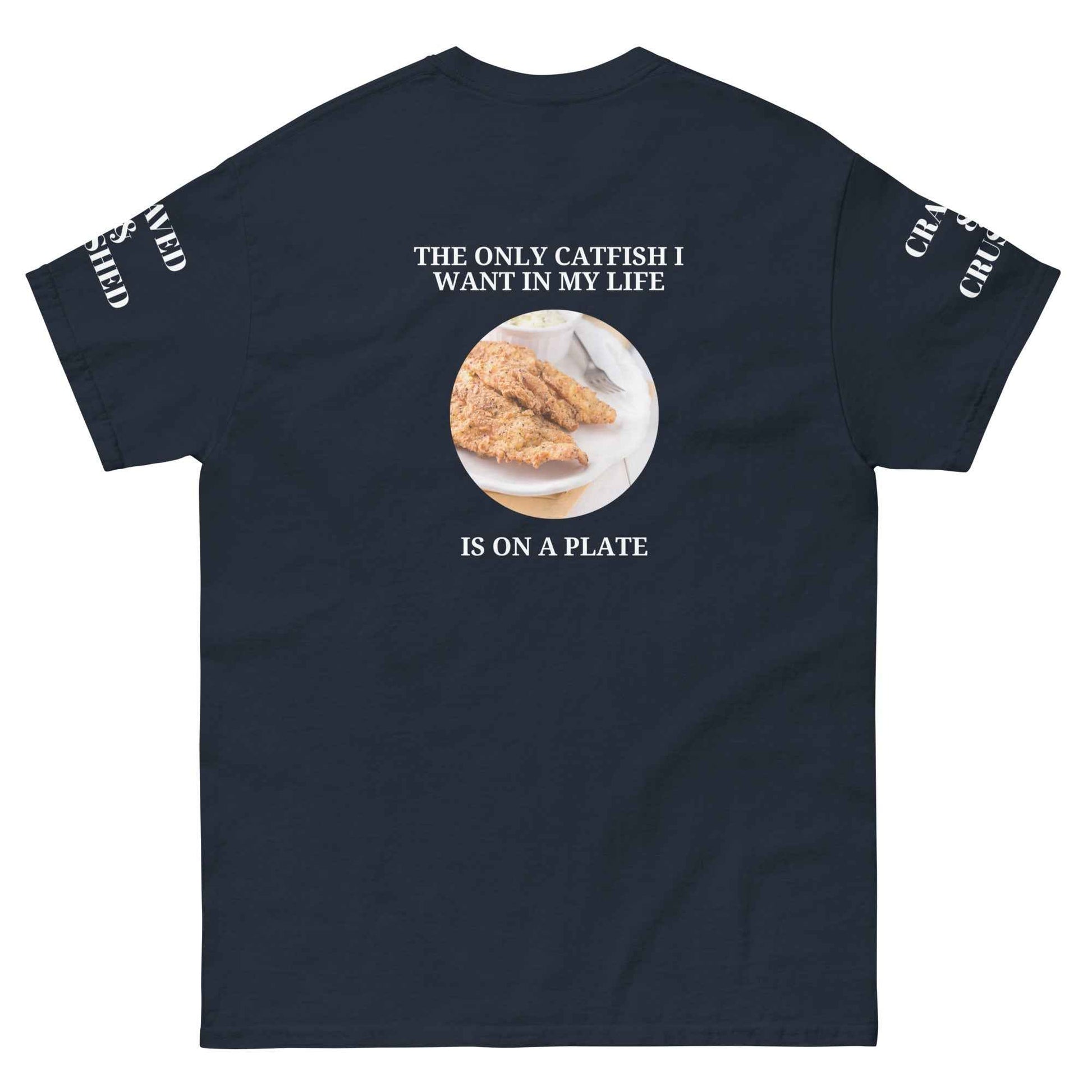 Maroon Appetite Apparel Catfish Catchers Union T-Shirt featuring a fishing-themed graphic on the front.