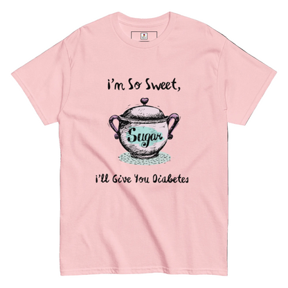 Sand-colored Appetite Apparel T-shirt with bold "I'm So Sweet, I'll Give You Diabetes" graphic print.