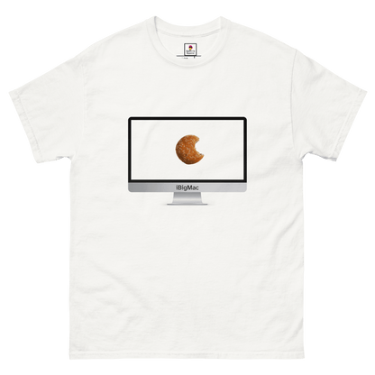 Sand-colored iBigMac T-Shirt by Appetite Apparel featuring a playful graphic of an iMac and Big Mac combo on the front.