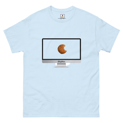 Sand-colored iBigMac T-Shirt from Appetite Apparel featuring a graphic of an iMac and Big Mac combo print.