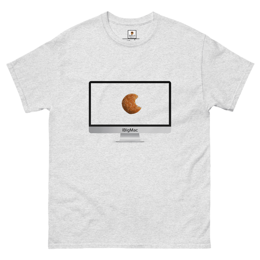 Sand-colored iBigMac T-Shirt by Appetite Apparel featuring a playful iMac and Big Mac combo graphic.