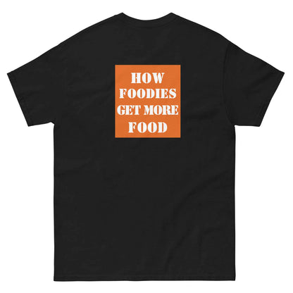 Black unisex T-shirt featuring a parody of The Home Depot logo with a cheeky appetite theme by Appetite Apparel.